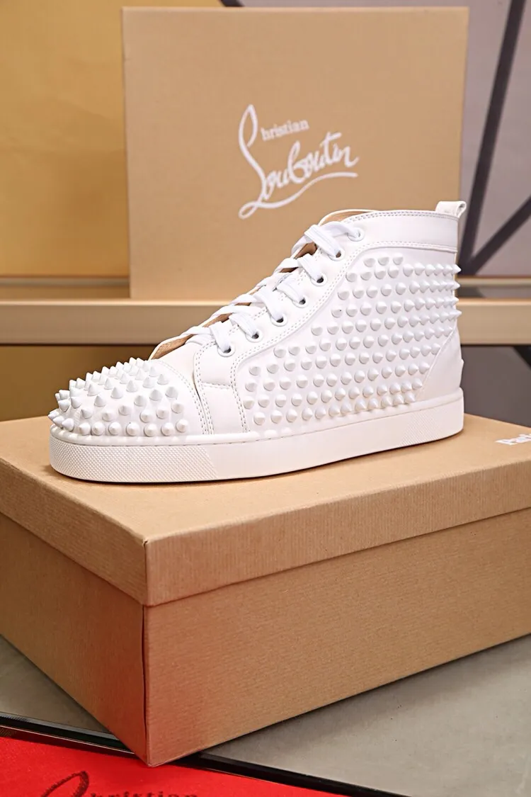 Ex-factory price 480. christian louboutin (CL red sole shoes) counter nail series, high-top casual sneakers for couples 📢 📢 📢 Exclusive hot style release 🎈🎈💪 Movable latex feet 👻 Finished outsole stitching line [satisfied] 😝Female 35-40# Male 38#-46, global supply😝 [Top version]: original imported cowhide upper, top original leather lining, original molded TPU outsole, original 1:1 detail processing, original shoe last, large quantity available from stock,